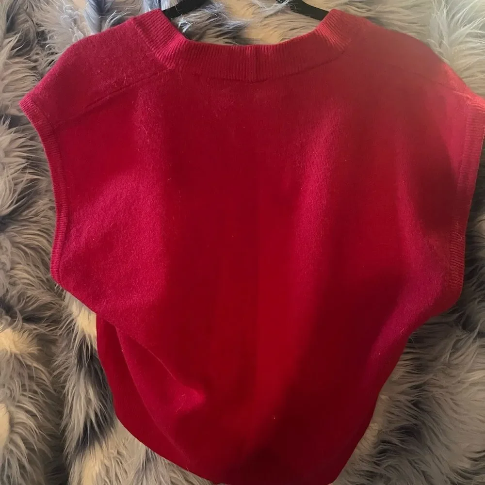 Vintage Red Wool Sweater Tie-Front Top